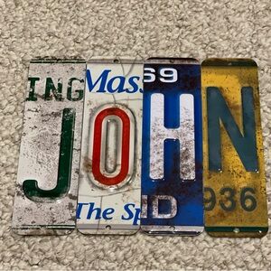 NWT "John” Novelty Metal  License Plate Sign for Home, Room, Wall 6”x7”